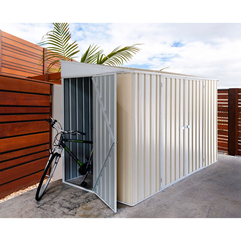 Absco Durango 10 ft. W x 5 ft. D Metal Lean-To Bike Shed, Tan