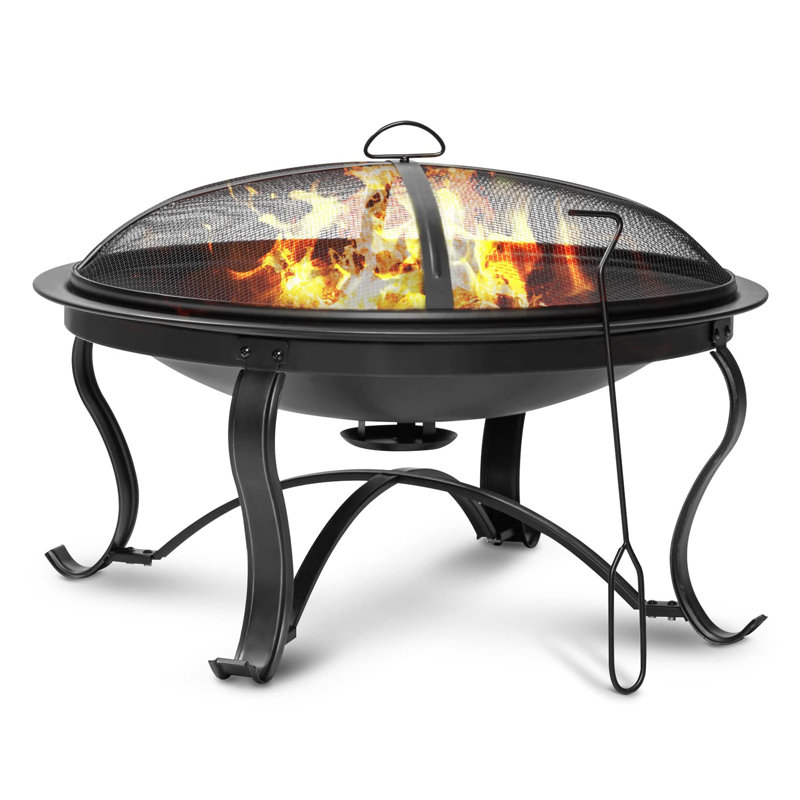 Lugenia 19'' H x 30'' W Steel Wood Burning Outdoor Fire Pit with Lid