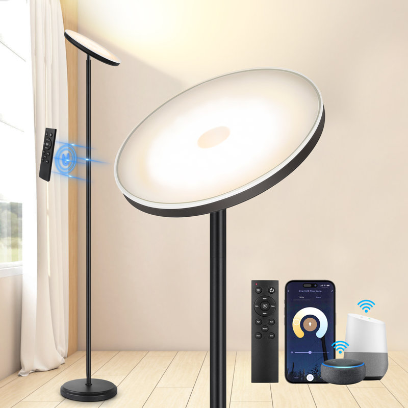 Kaweh 70.87'' Smart LED Floor Lamp - WiFi & Remote Control, Dimmable Lighting for Living Room, Matte Black