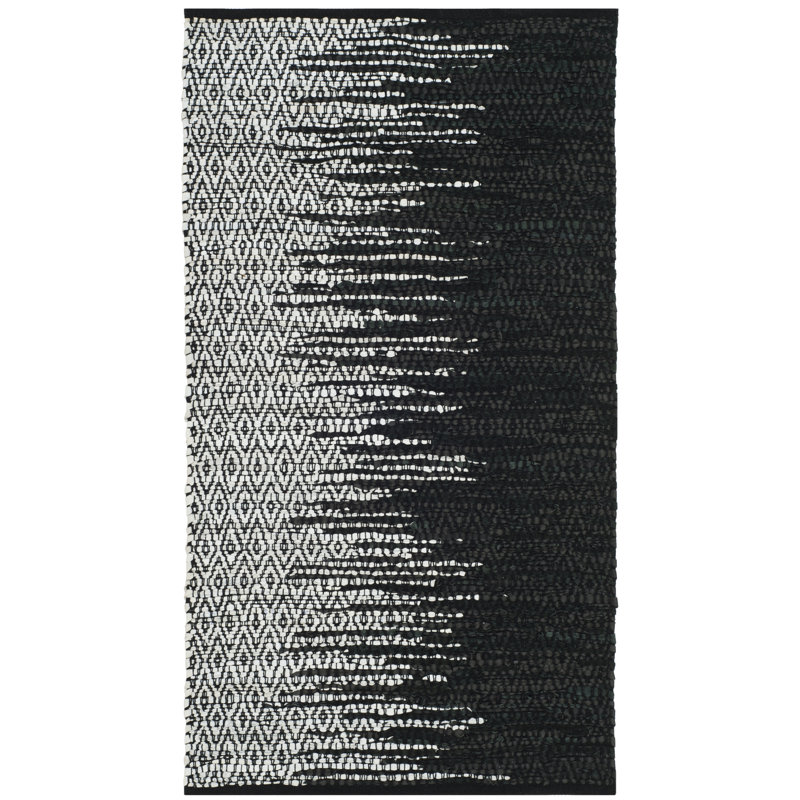Tapis géométrique en cuir tissé à la main Exley, Rectangle 2 pi x 3 pi