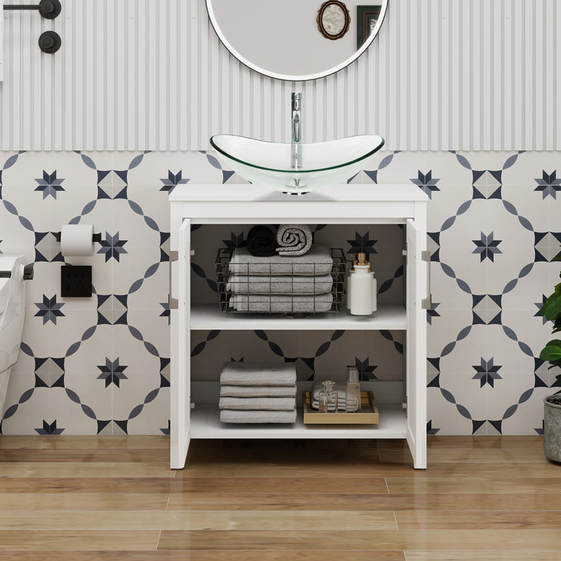 Meuble-lavabo simple 30 po avec lavabo moderne autoportant, Blanc