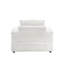 Canapé simple en velours côtelé beige avec un coussin, deux coussins décoratifs, un repose-pieds et deux espaces de rangement