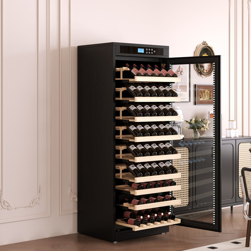 Armoire à vin noire intelligente à plusieurs niveaux à température contrôlée