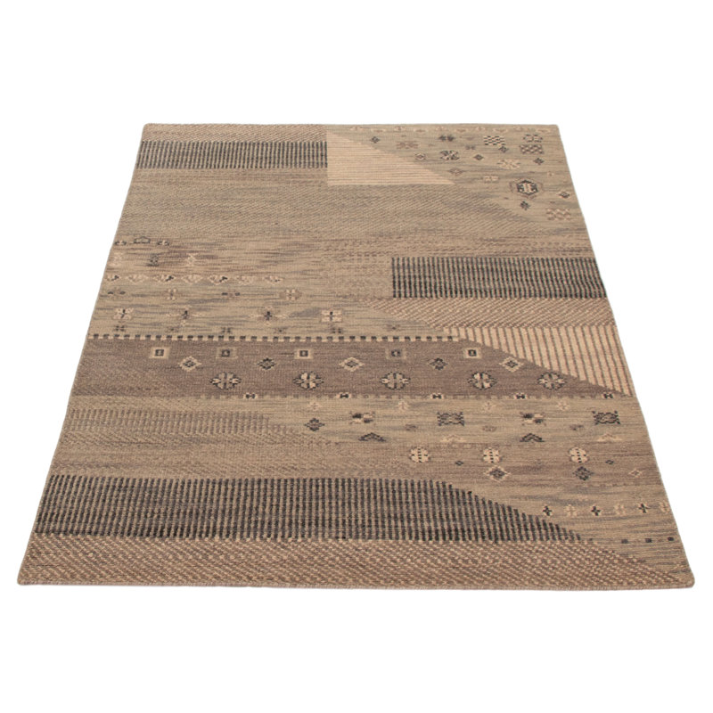 Tapis gris clair en laine noué à la main 5 pi 3 po x 7 pi 6 po Tangier