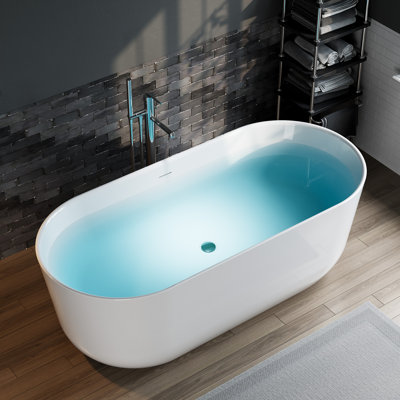 67" x 30" Freestanding Soaking Acrylic Bathtub