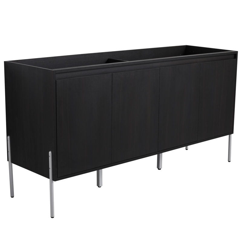 Armoire de salle de bain autoportante de 60 po en chêne foncé - offre un meuble-lavabo moderne avec rangement spacieux et facile à assembler