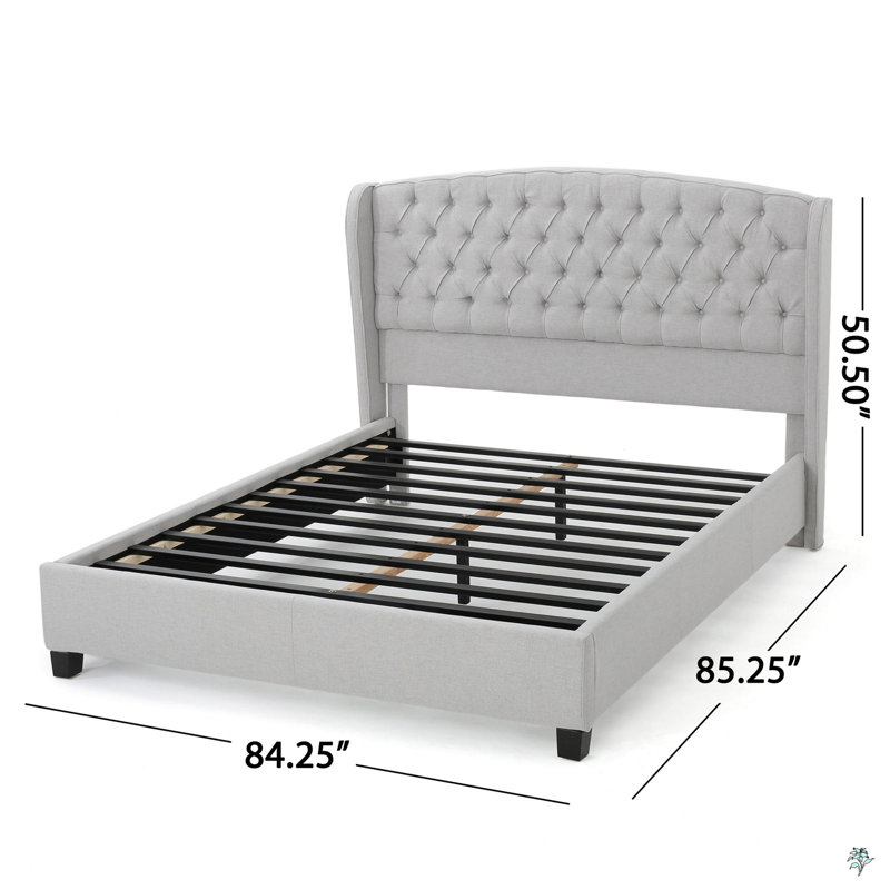 Upholstered Wingback Bed, King