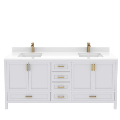 Rutherford Meuble-lavabo de salle de bain avec comptoir blanc assemblé