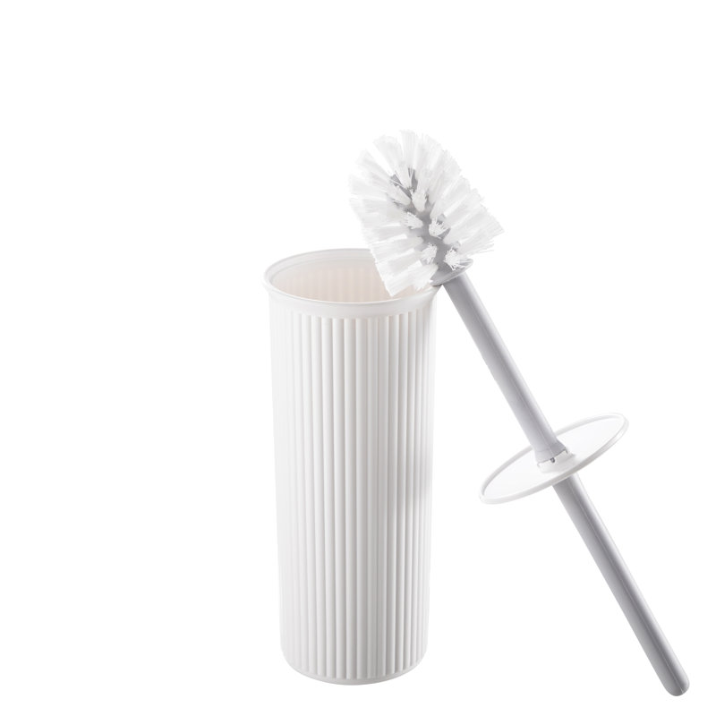 Brosse de toilette autoportante en plastique nervurée 4 po, Blanc