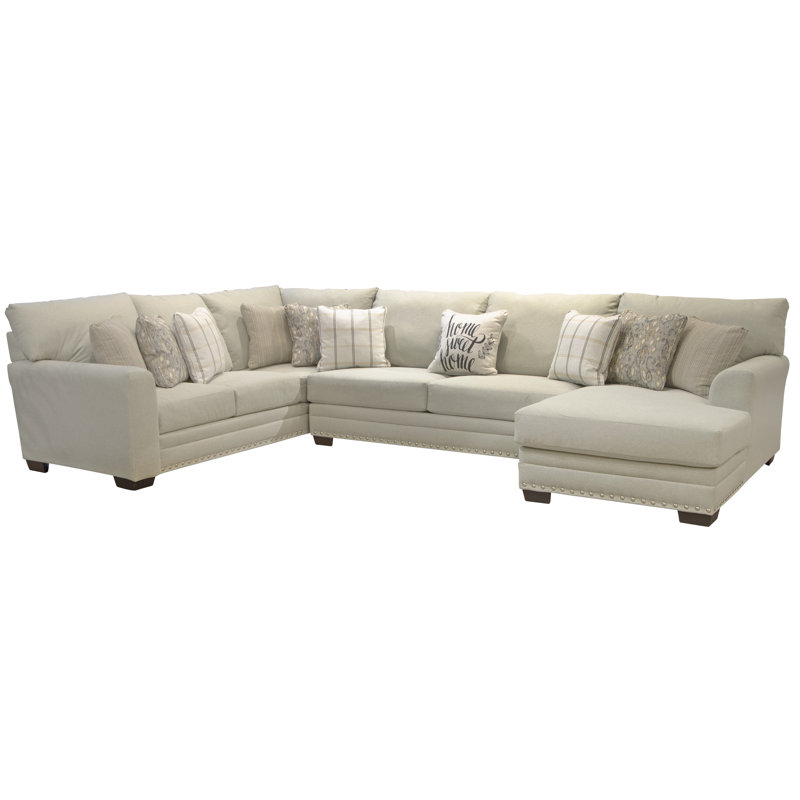 Elmira 3 - Piece Upholstered Sectional with Comfort Coil Seating and 10 Included Accent Pillows, Left Hand Facing