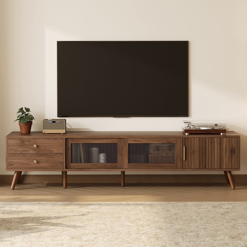 Meuble télé avec portes en verre pour téléviseur de 85 po ou moins Minimal