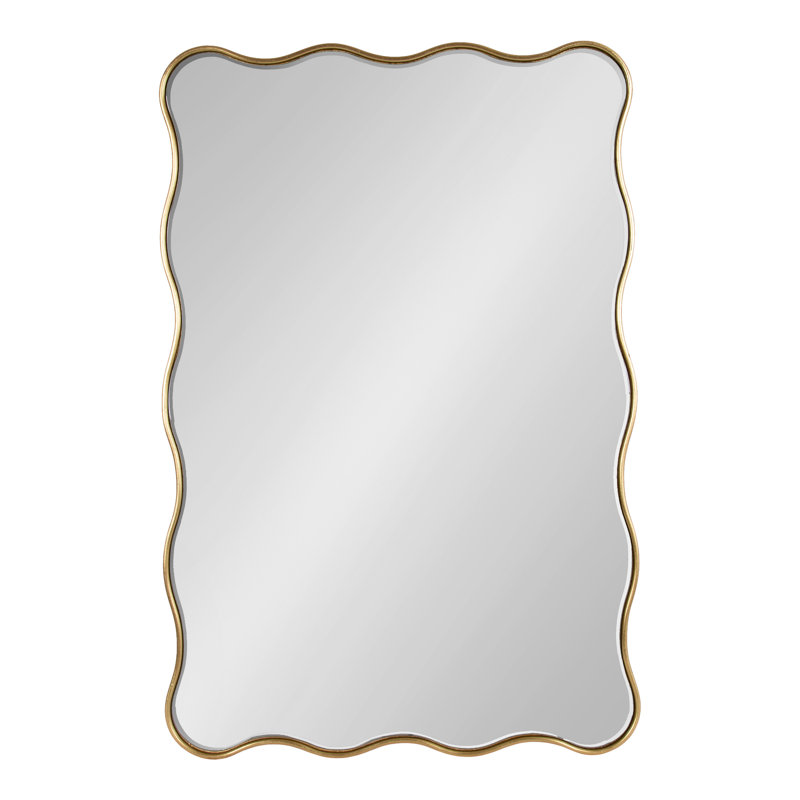 Scalloped Rectangle Bathroom Mirror, Gold, 36" x 24"