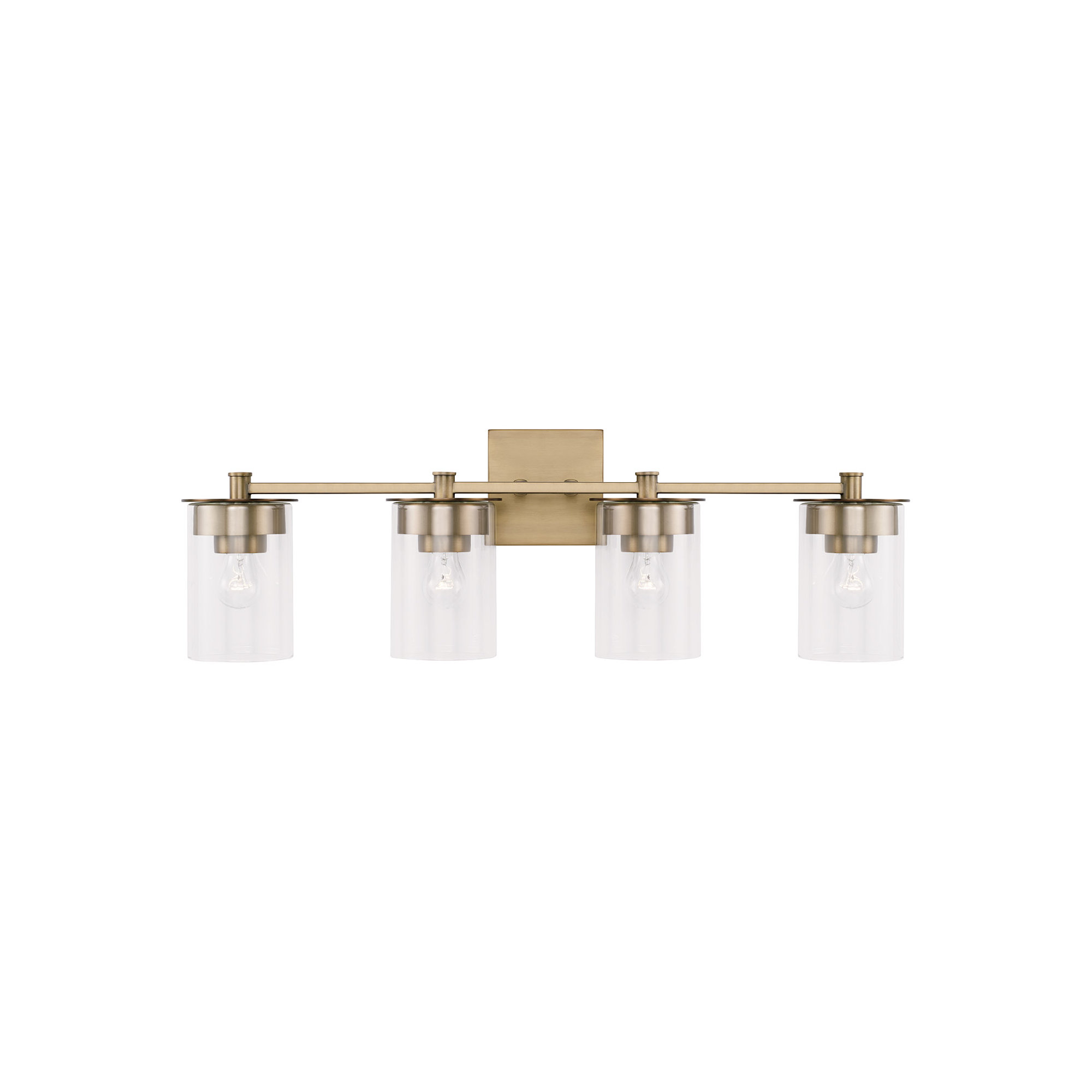 Elstone 4 Light Transparent Dimmable Vanity Light, Aged Brass