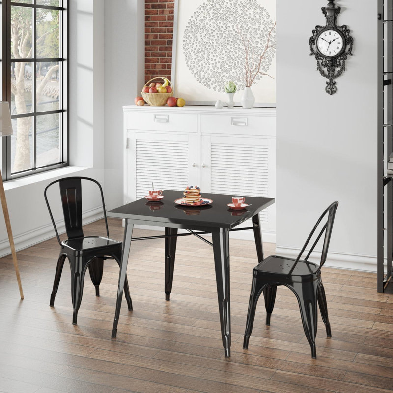 Ranson Iron Top Four Leg Base Dining Set