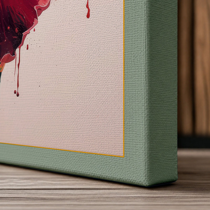 Crimson Iris Botanical - Wrapped Canvas, 36x24 - 91.4 x 61.0 cm, Sage Border
