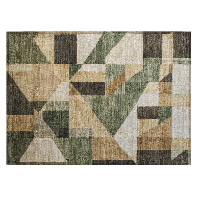 Machine Washable Indoor/Outdoor Earleville ACN2365 Geometric Rug, Rectangle 1'8" x 2'6"