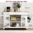 Fluted Kitchen Island With Trash Can Storage Cabinet, Power Outlet, Internal Storage Rack, Rolling Kitchen Islands On 5 Wheels With 3 Drawer, 3 Open Side Racks For 10 Gallon Garbage Bin-1162197746