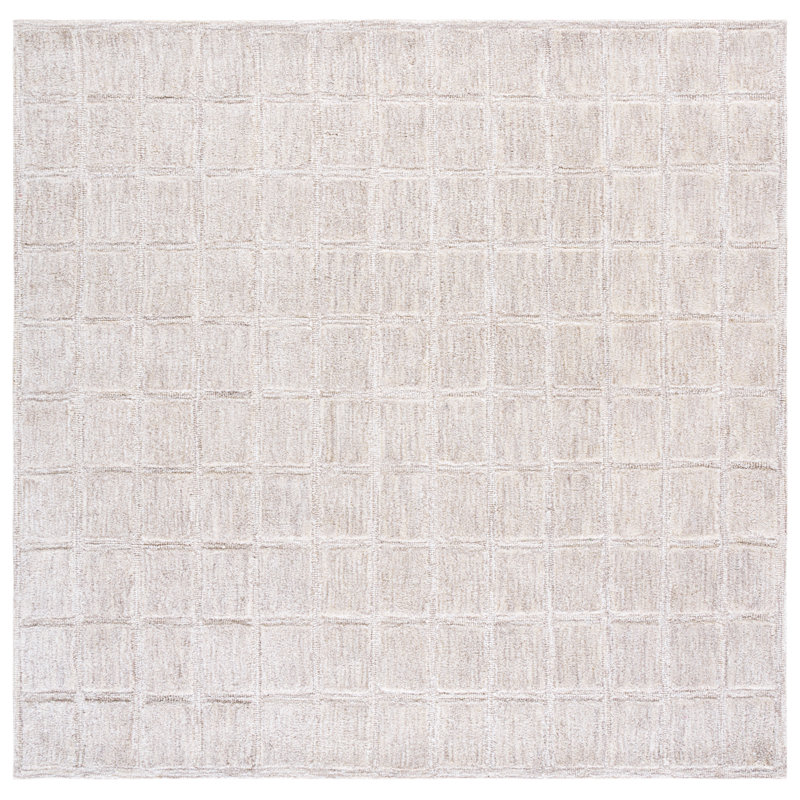 Genre Hand Woven Wool;Cotton Solid Color Rug, Square 6'