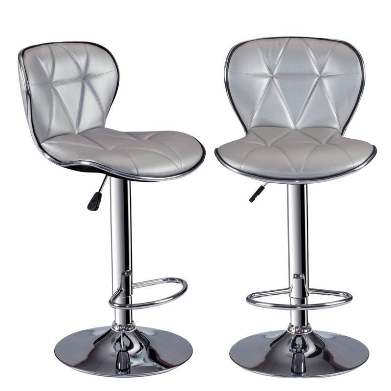 Ensemble de 2 tabourets réglables à hauteur réglable en argent