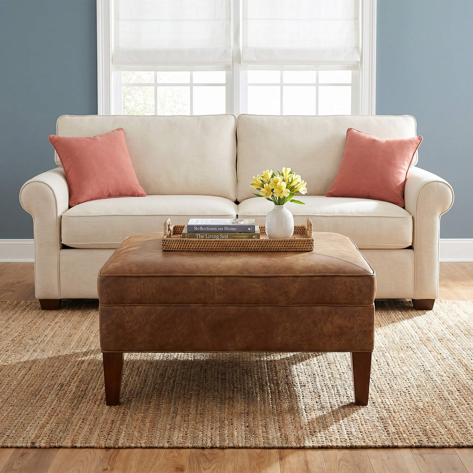 Marissa 37" Ottoman, Stallone Rawhide Genuine Leather
