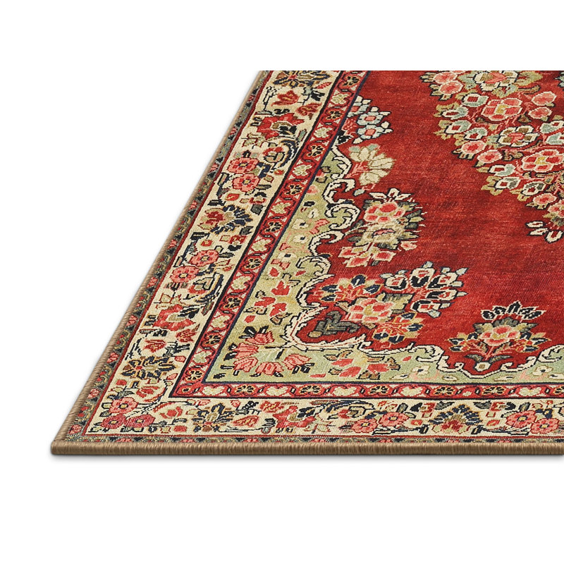 Tapis de style oriental rouge, Rectangle 5 pi x 7 pi