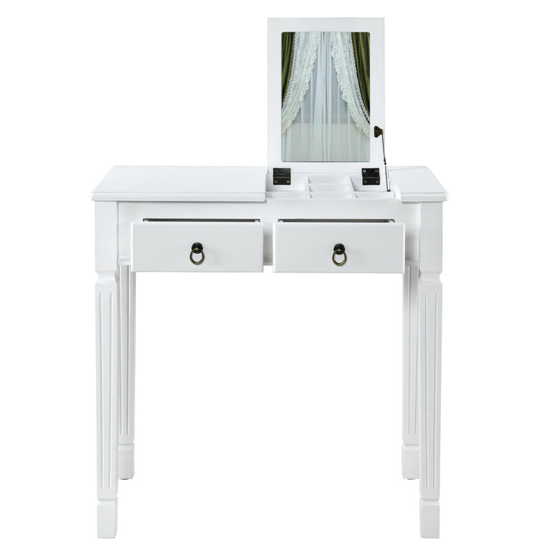 Dressing Table with Mirror, White
