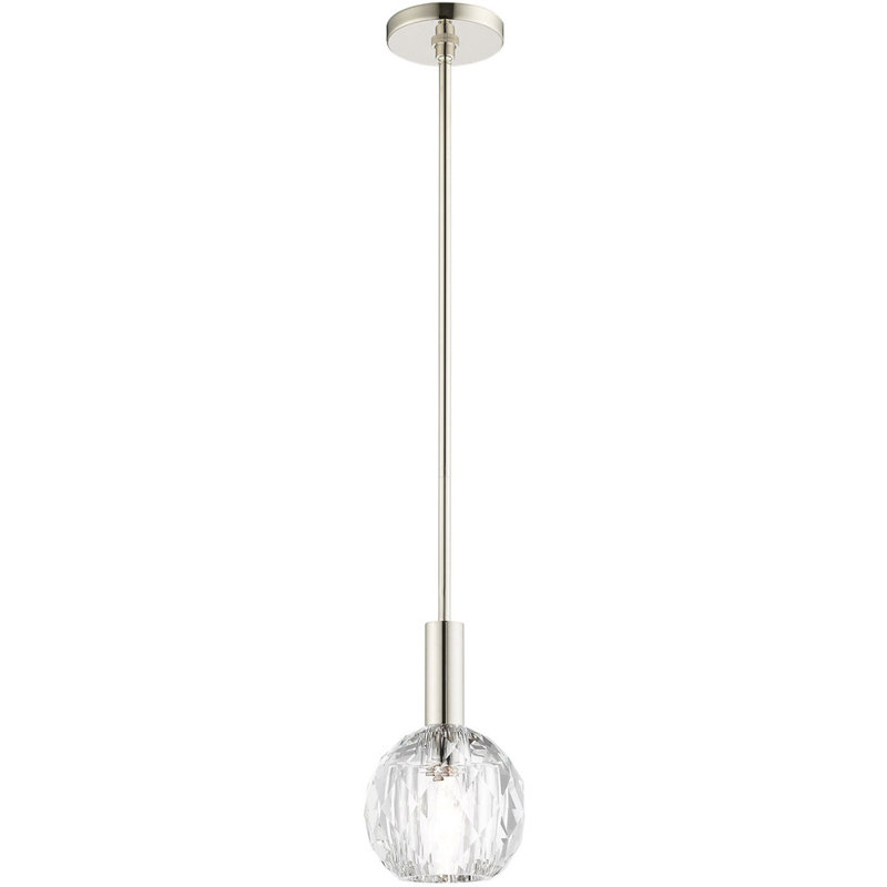Elegant Mini Globe Pendant in Polished Nickel with Crystal Shade