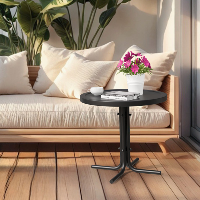 Table d'appoint de patio en acier noir, Noir