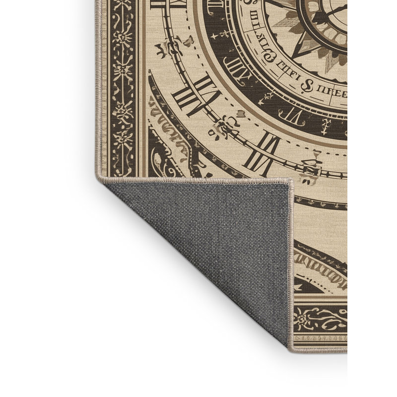 Tapis oriental moelleux moelleux à motif oriental Horloge - Beige, 6 x 9