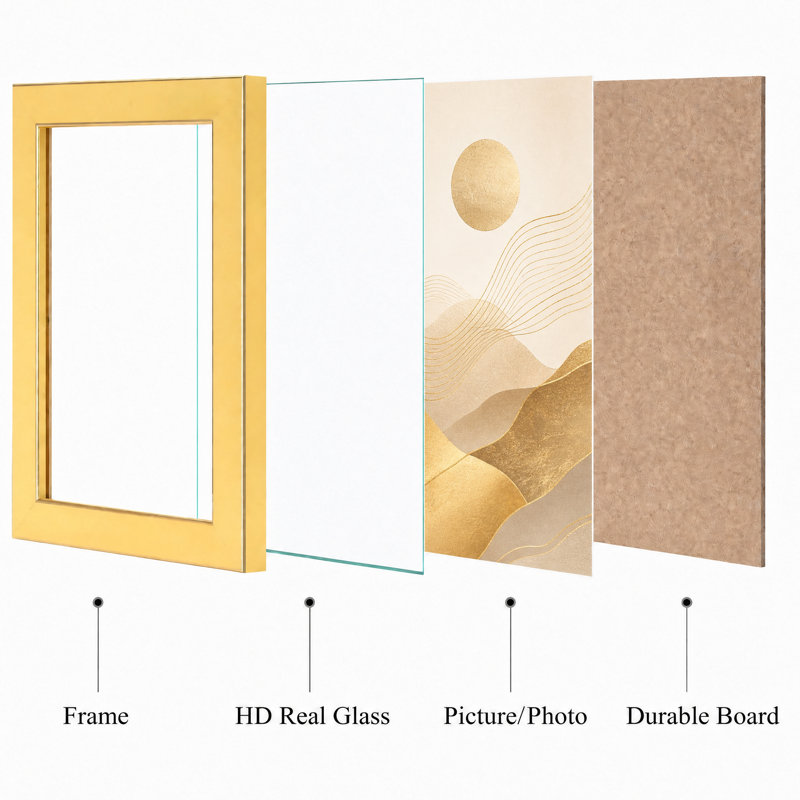 Picture Frame Yellow, Real Glass,Wall Mounted or Tabletop Display 2 Pack, 4" x 6", 4" x 6"