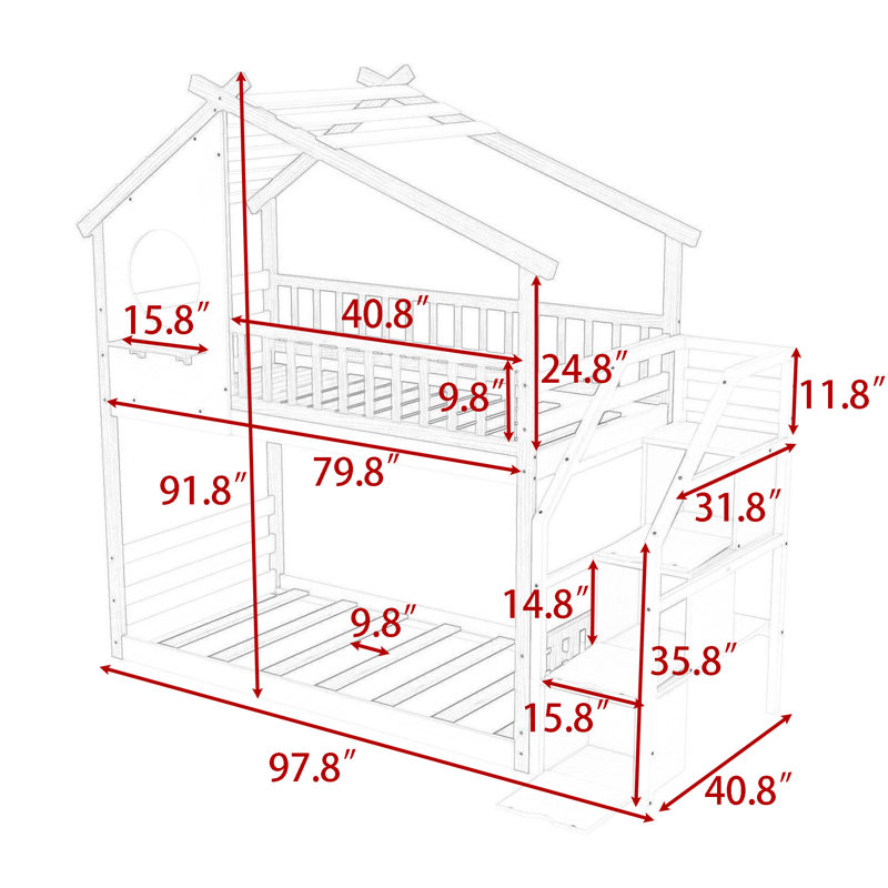Twin-Over-Twin Bunk Bed With Playhouse Features And Shelves