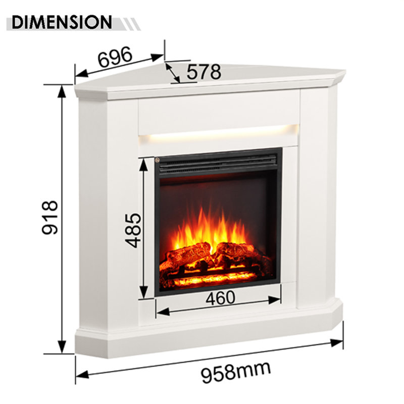 HOWICK FLAMME 96cm W Electric Fireplace, White