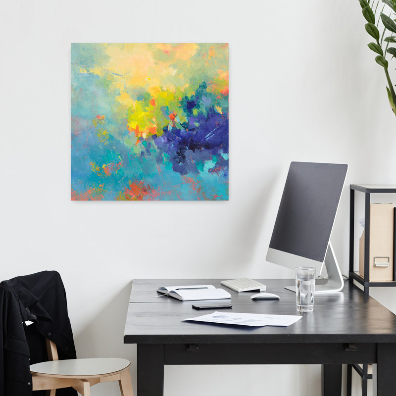 Tempête, art contemporain abstrait, H 18 po x l 18 po