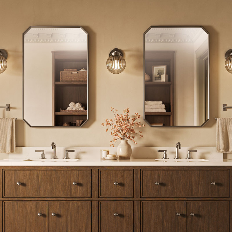 Claude by Studio McGee 22" X 34" Rectangular Framed Mirror, 34.39" x 22.39", Vibrant Brushed Nickel