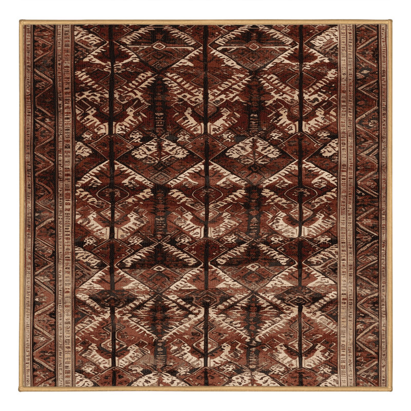 Tapis brun lavable à la machine, Carré 7 pi