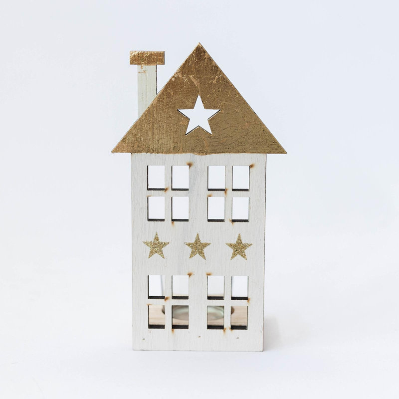 Wooden House Tealight Candle Holder