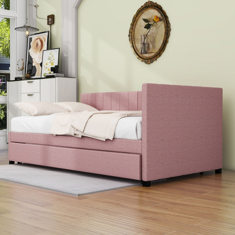 Jayonni Twin Daybed with Trundle, Pink