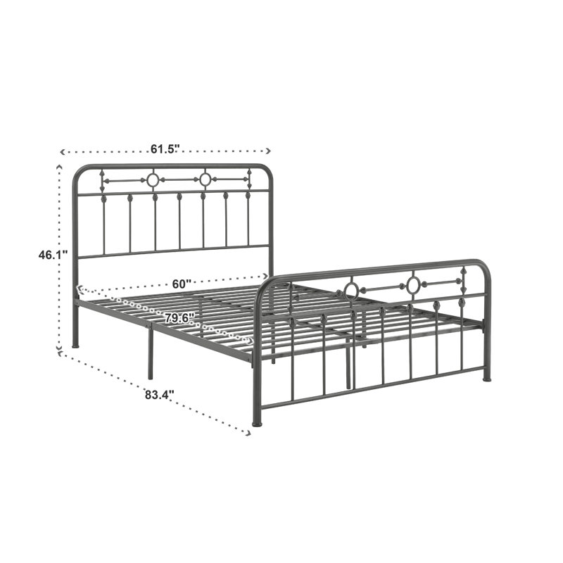 Lit plateforme Thatcham, Grand, Gris
