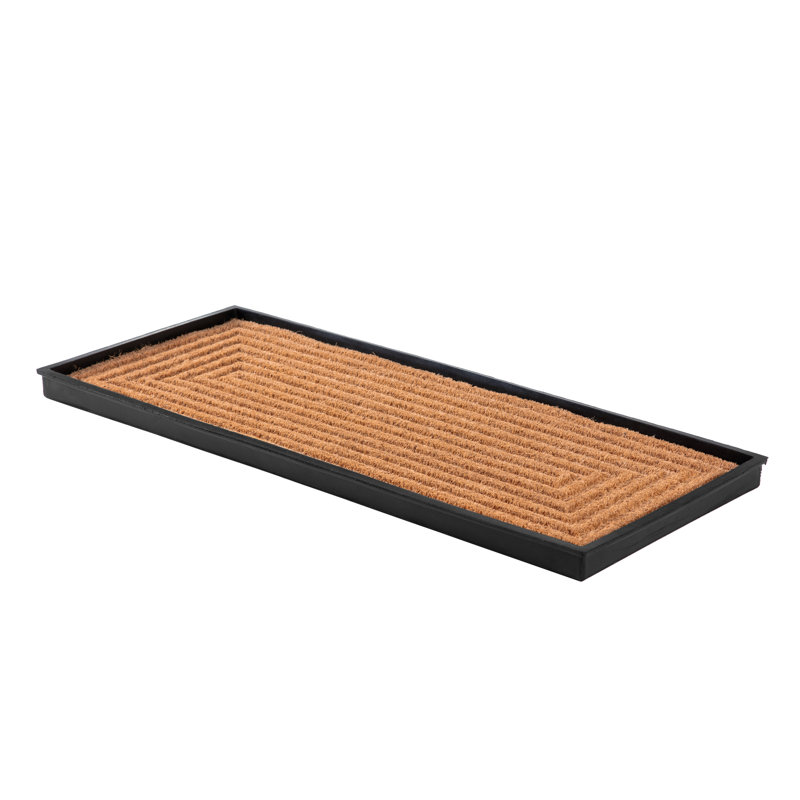 Tapis-décrottoir en caoutchouc robuste 14 po x 34 po Eco, L 34 po x l 14 po x H 1,5 po , Brun clair Rectangle en relief