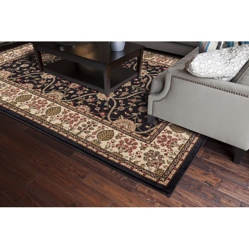Tapis bleu marine à tissage plat Edmont, Rectangle 6 pi 7 po x 9 pi 3 po