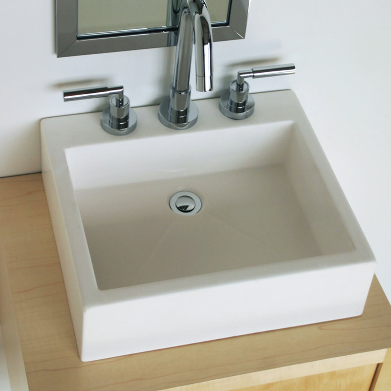 Luce 17'' L Bathroom Sink, Matte White, 8" Centers