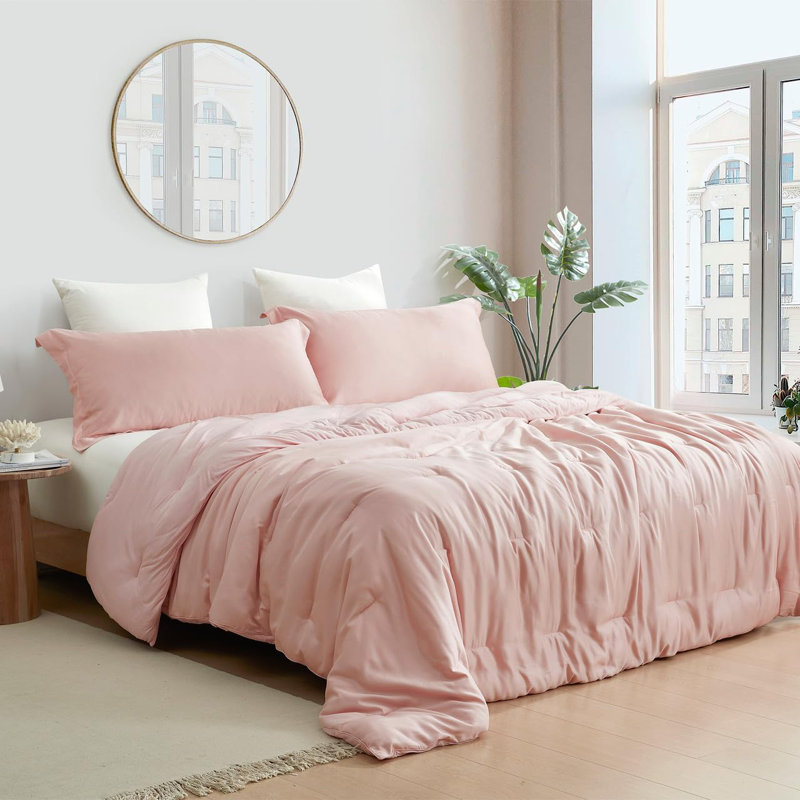 Ensemble d'édredon en rayonne Coma Inducteur, Édredon pour très grand lit + 2 très grandes ta, Rose