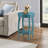Teal Round Side Table with Bottom Shelf and Cabriole Legs-552161786