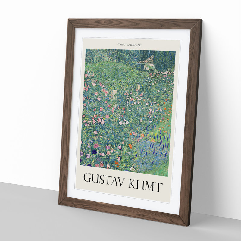 Italian Garden by Gustav Klimt - Framed Print, 65cm H x 48cm W x 2cm D, Walnut Framed Framed