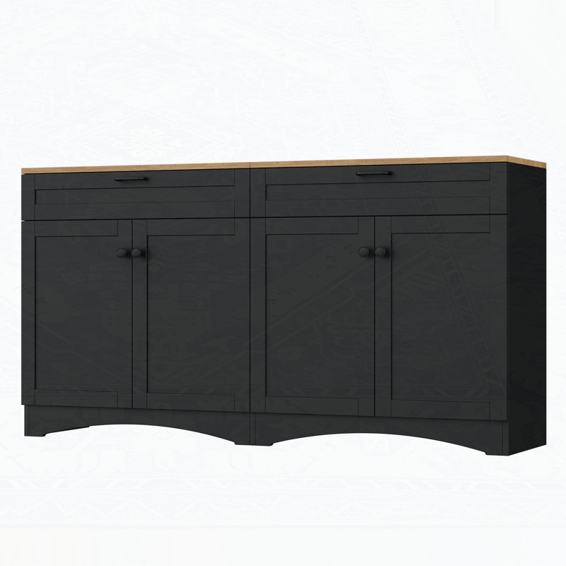 Versatile Wood Grain Sideboard with Adjustable Shelves