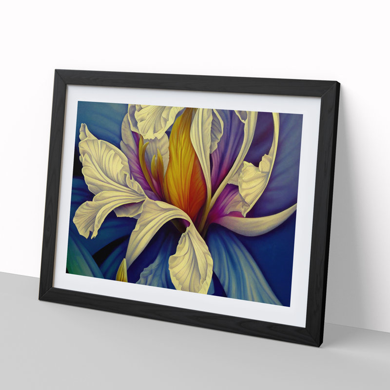 Beaming Modern Flower Art 1 Piece Single Picture Frame Wall Art, 46cm H x 64cm W x 2cm D, Black