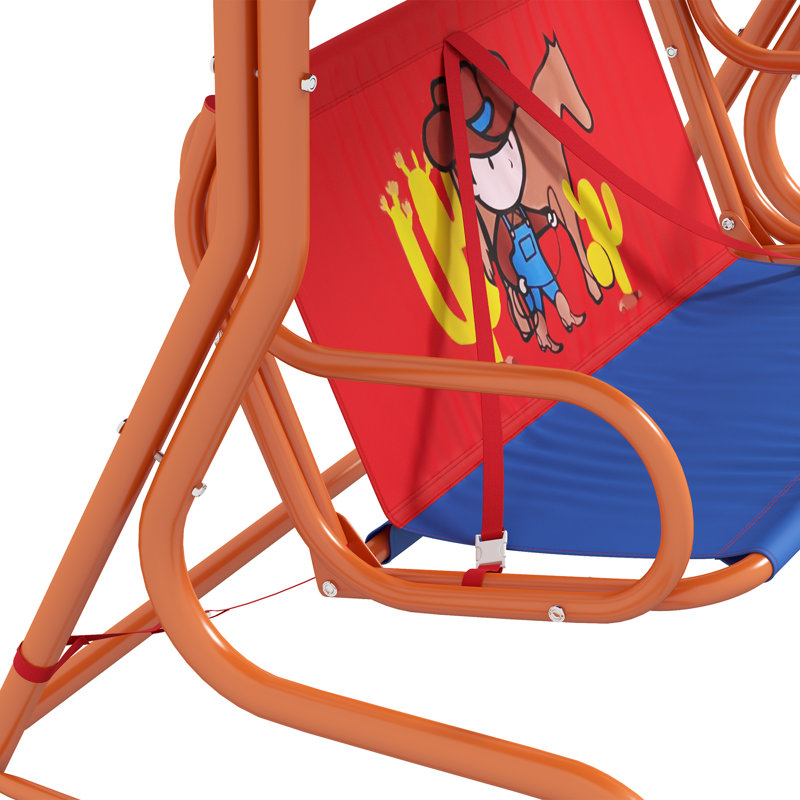 60 Person Porch Swing with Canopy, Blue, Orange