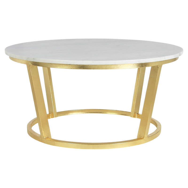 Table basse Toronto, Feuille d’or, Marbre de Carrare