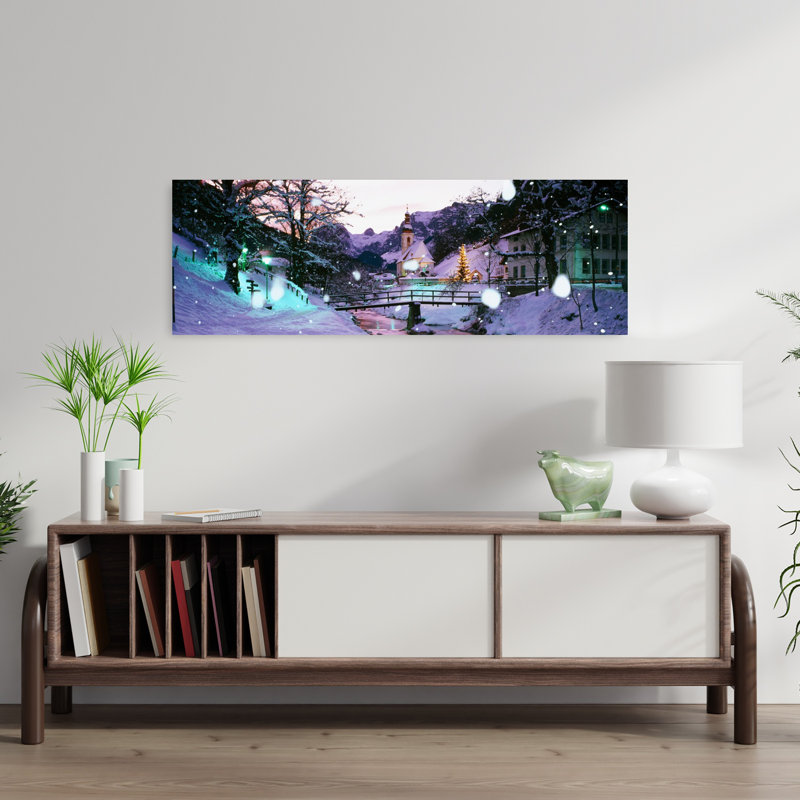 Church On A Snow Covered Hill Rothenburg Bavaria Germany by Collezione Panoramica - Wrapped Canvas Panoramic Print