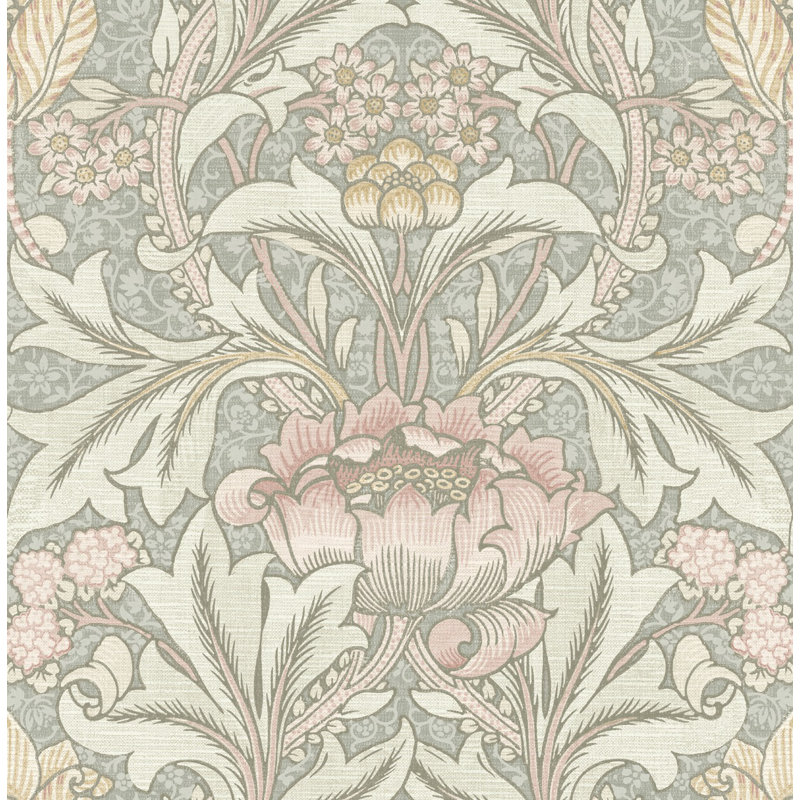 Rouleau de fleurs Rihanon, Gris / brume verte